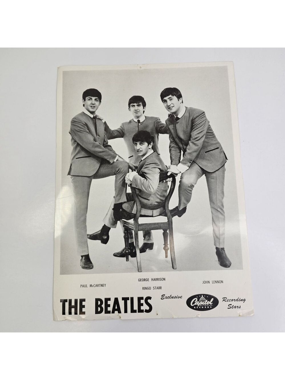 Original 1963-64 The Beatles Photo Capital Records 11" X 8" McCartney Lennon
